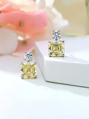 Diamond Earrings Yellow Square Asche Studs High Carbon