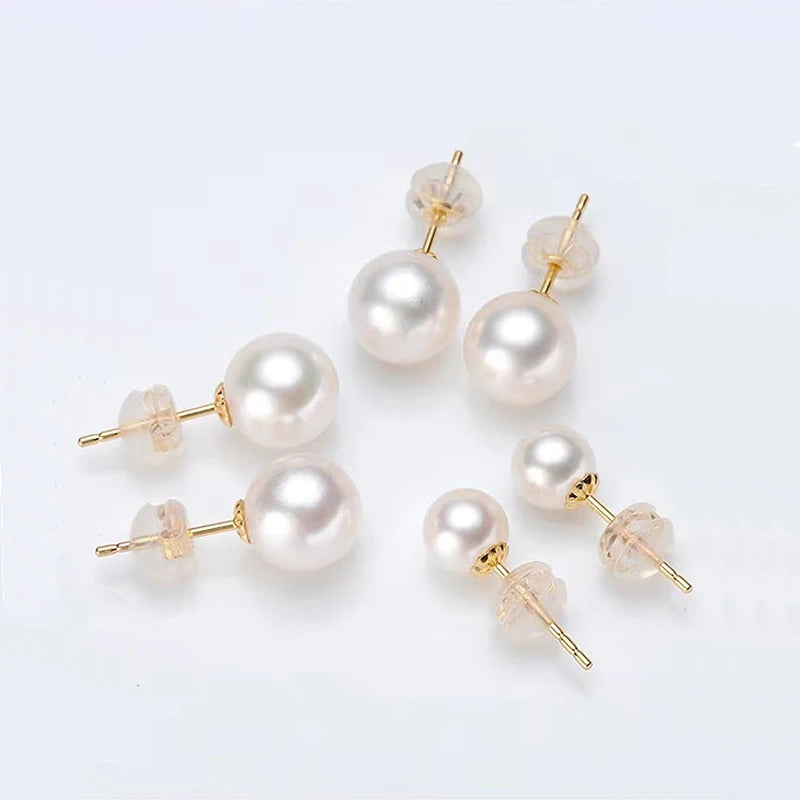 Pearl earrings Gold for Women Pure Natural Simple Fine Jewelry