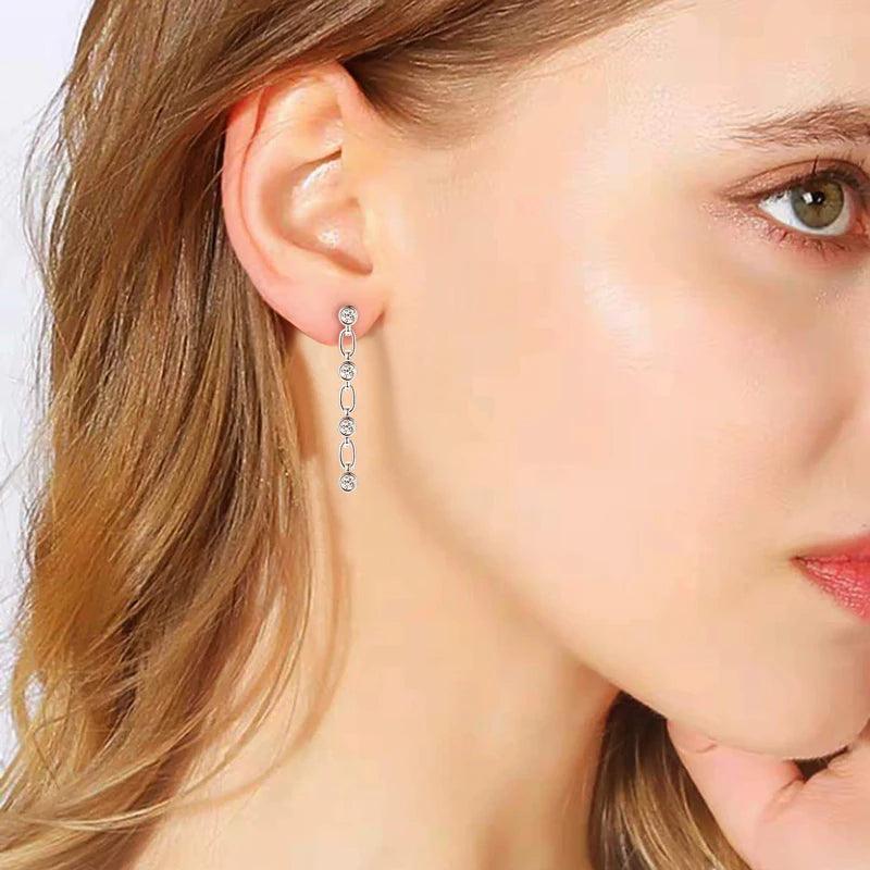 Gold Earrings Exquisite 925 Sterling Silver Tassel Drop Jewelry
