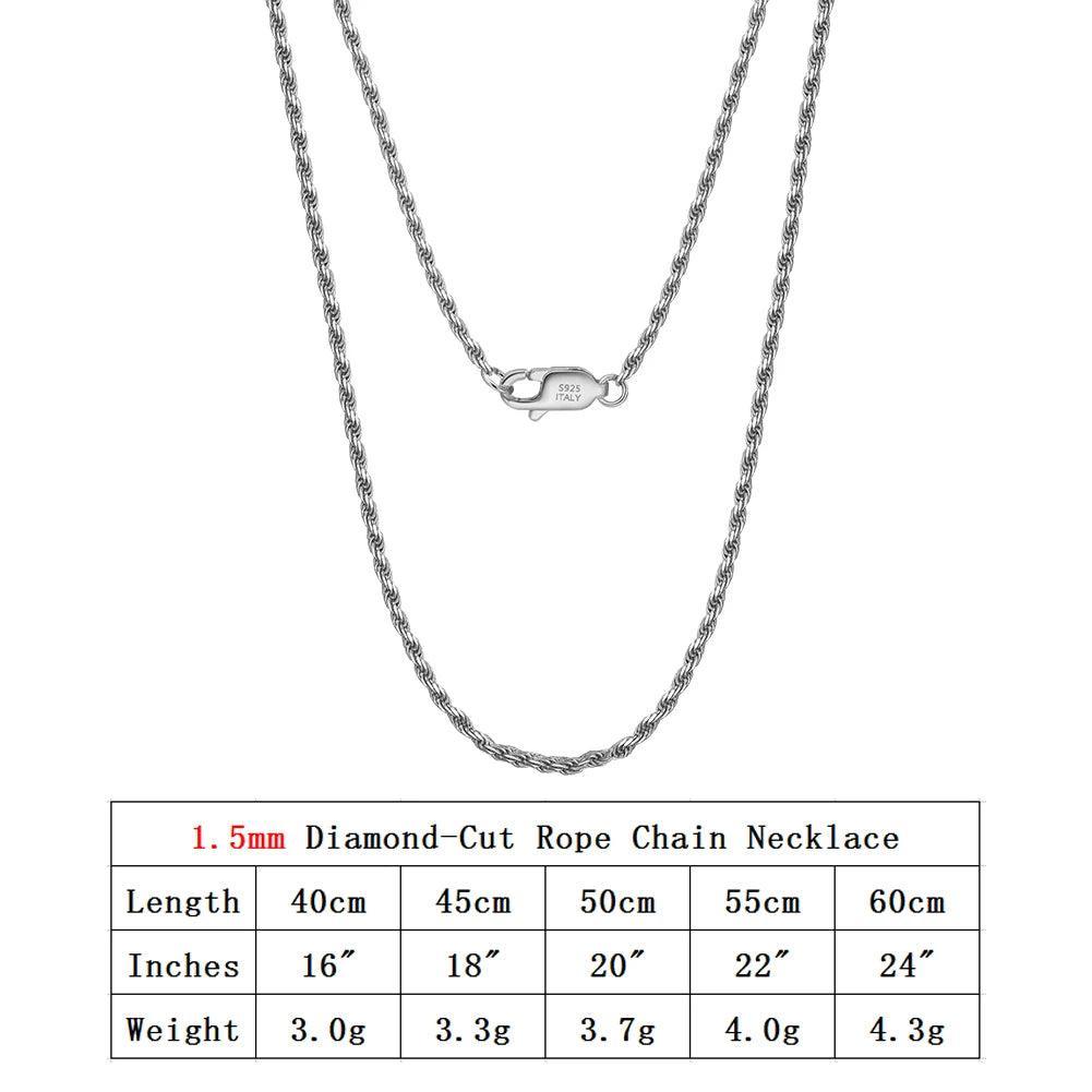 Silver necklace Genuine Italian Rope Chain
