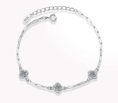 Clover Bracelet for Women White Gold Plated 925 Silver Jewelry