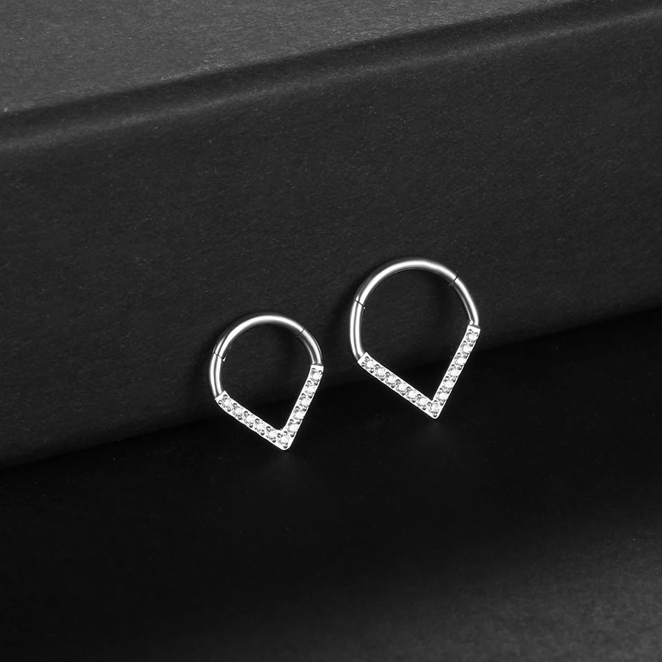 Nose Ring Teardrop Clicker 16G Zircon Cartilage Helix Daith Tragus