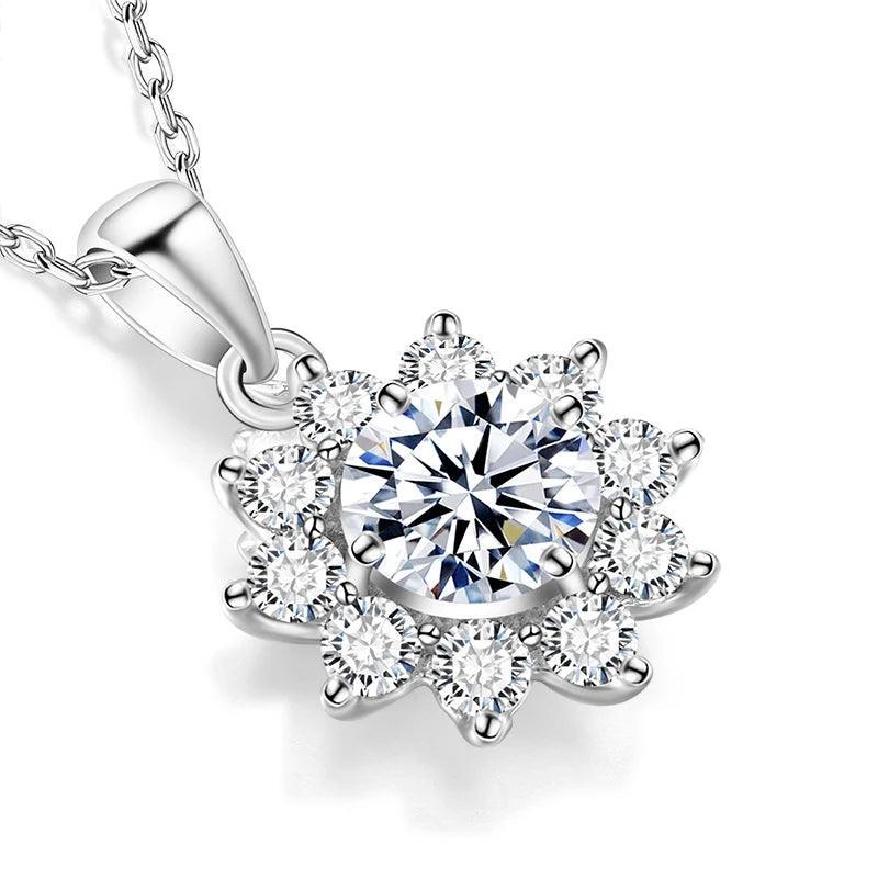 Silver 925 Necklace With Real D Color Moissanite Round Shape jewelry