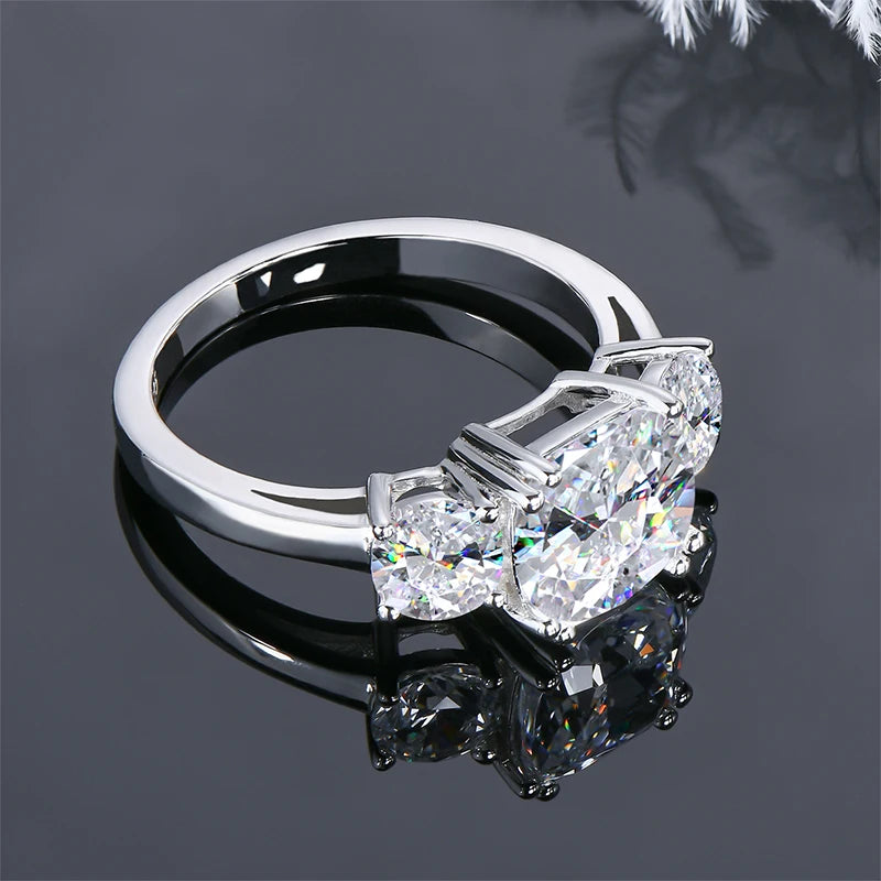 Diamond Ring Three Stone 925 Silve for Women Luxury Jewerly