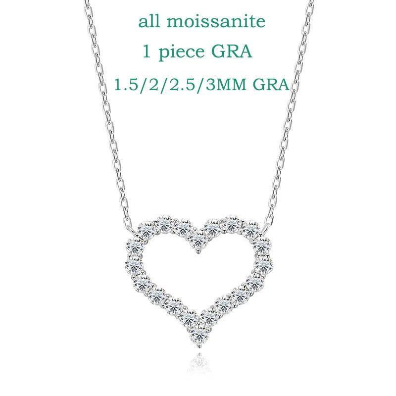 Smyoue Pass Moissanite Heart Necklace S925 Silver Plated Diamonds