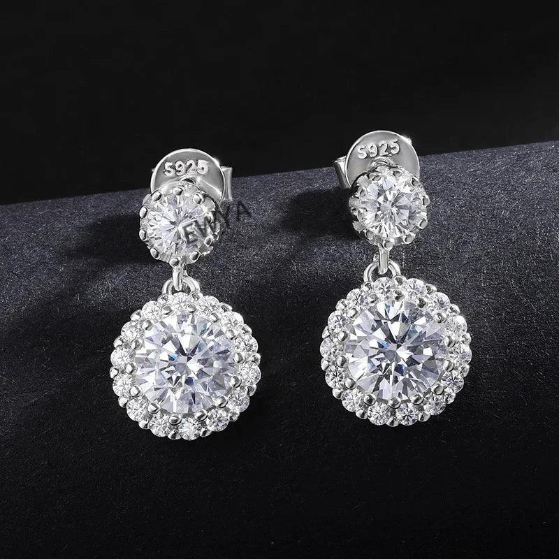 Moissanite Earrings Drop Fine Jewelry S925 Sterling Silver