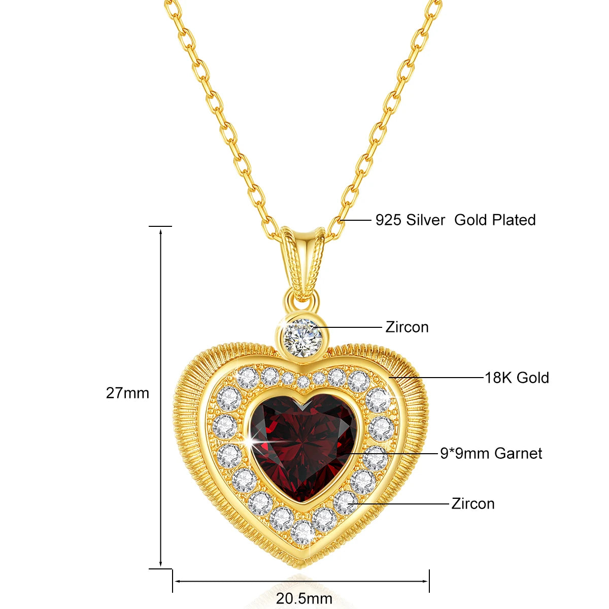 Gold Necklace 18K Heart Moissanite Pendant Luxury Jewelry