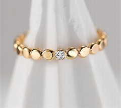 Gold rings 14K Zircon Handmade Band Tarnish Resistant Jewelry Women