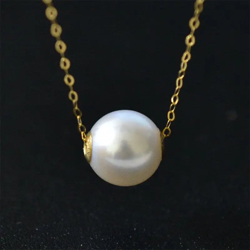 Pearl Necklace 18K Gold Pendant Natural  Fine Jewelry Party For Women