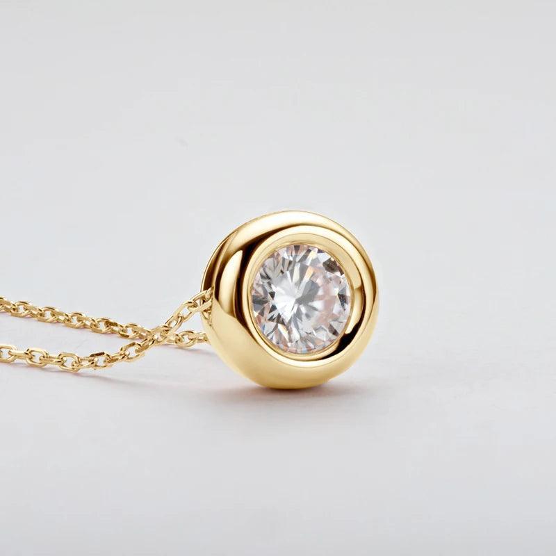 Gold necklace Round Pendant 100% Silver 925