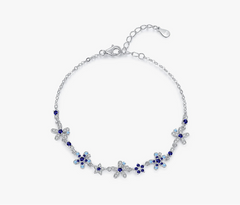 March Birthstone Luxury Flowers Pave Brilliant Bracelets Chain Jewelry