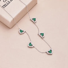 Diamond Necklace Silver S925 Heart Hollow Sparkling Luxury Jewelry