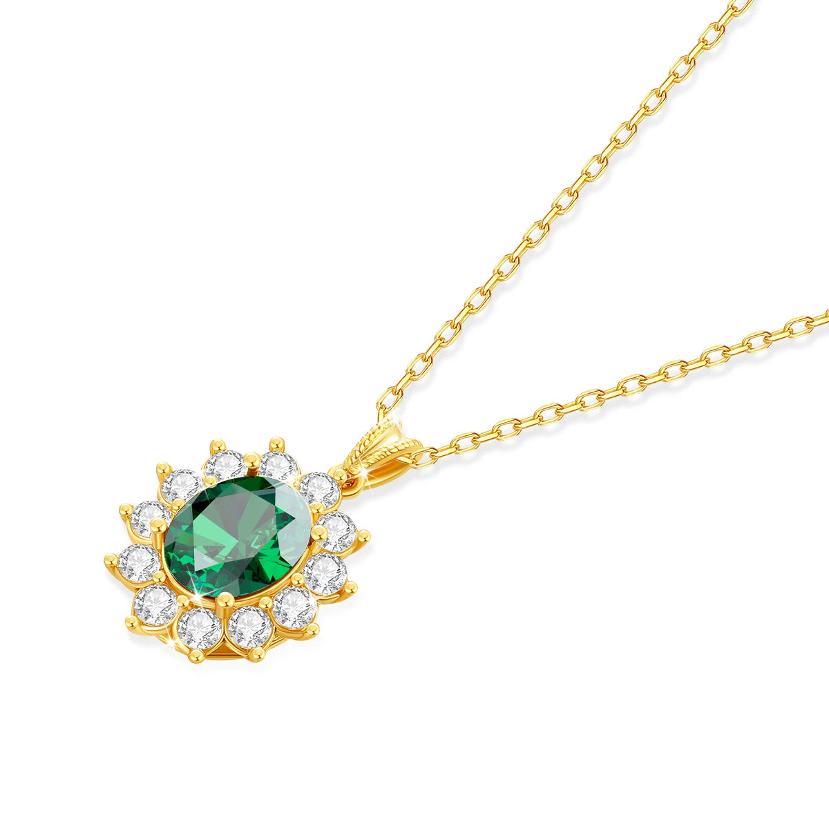 Emerald Gold 18k Necklace Women Oval Luxury Royal Jewlery