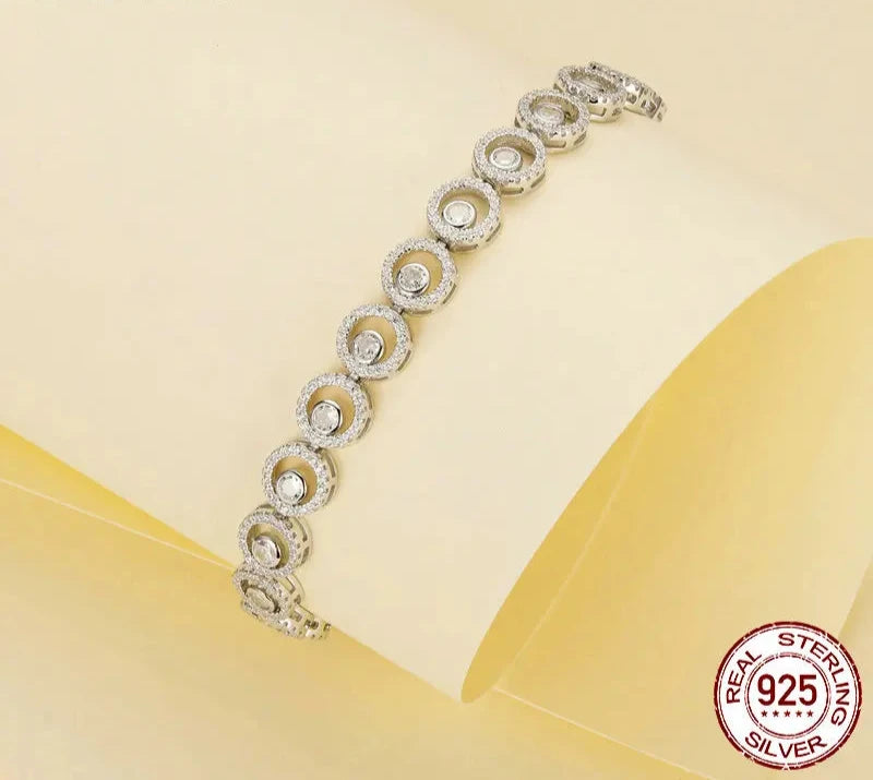 Diamond Bracelet 925 Silver Classic Sparkling Plated Trendy Jewelry