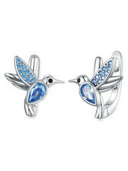 April Birthstone Green Dragonfly Stud Earrings White Gold Plated