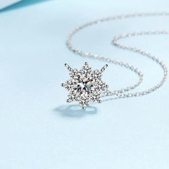 Diamond Necklace silver S925 sunflower pendant