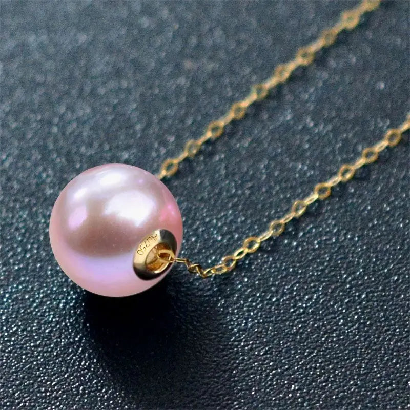 Pearl Necklace 18K Gold Pendant Natural  Fine Jewelry Party For Women