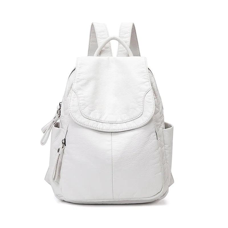 Women's Backpack White Small For Teenage All-match Casual