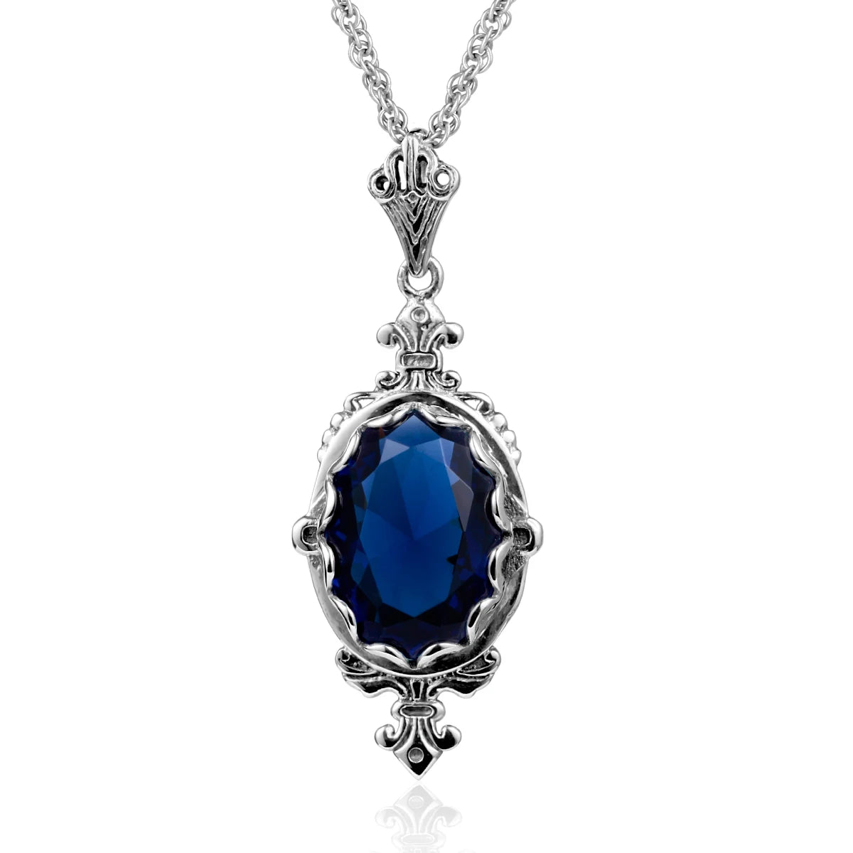 October Birthstone Solid Necklace Pendant Stone Vintage Jewelry