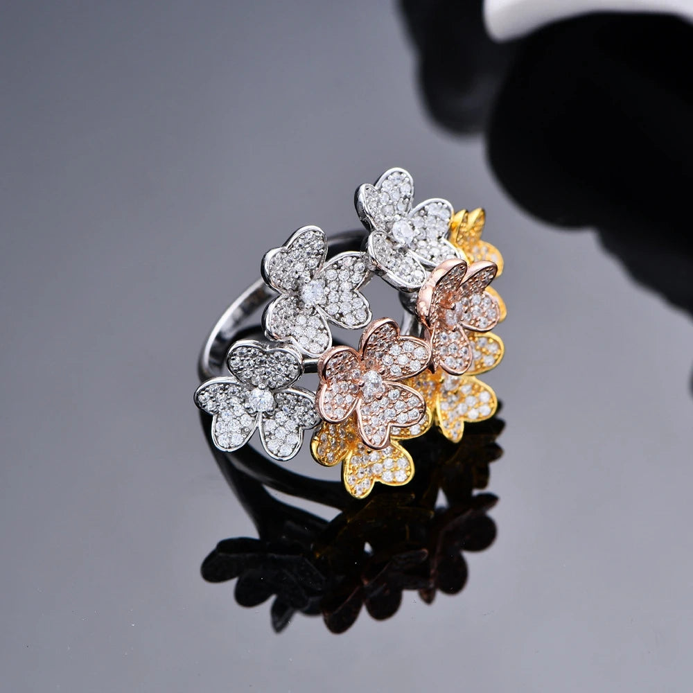 Diamond Ring Luxury Flowers Gemstone Fine Jewelry