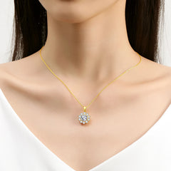 Gold Necklace 18K Moissanite With Jewelry Flower Pendant Anniversary