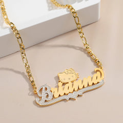 Name Necklace Customized Two Tone 14K Gold Plated