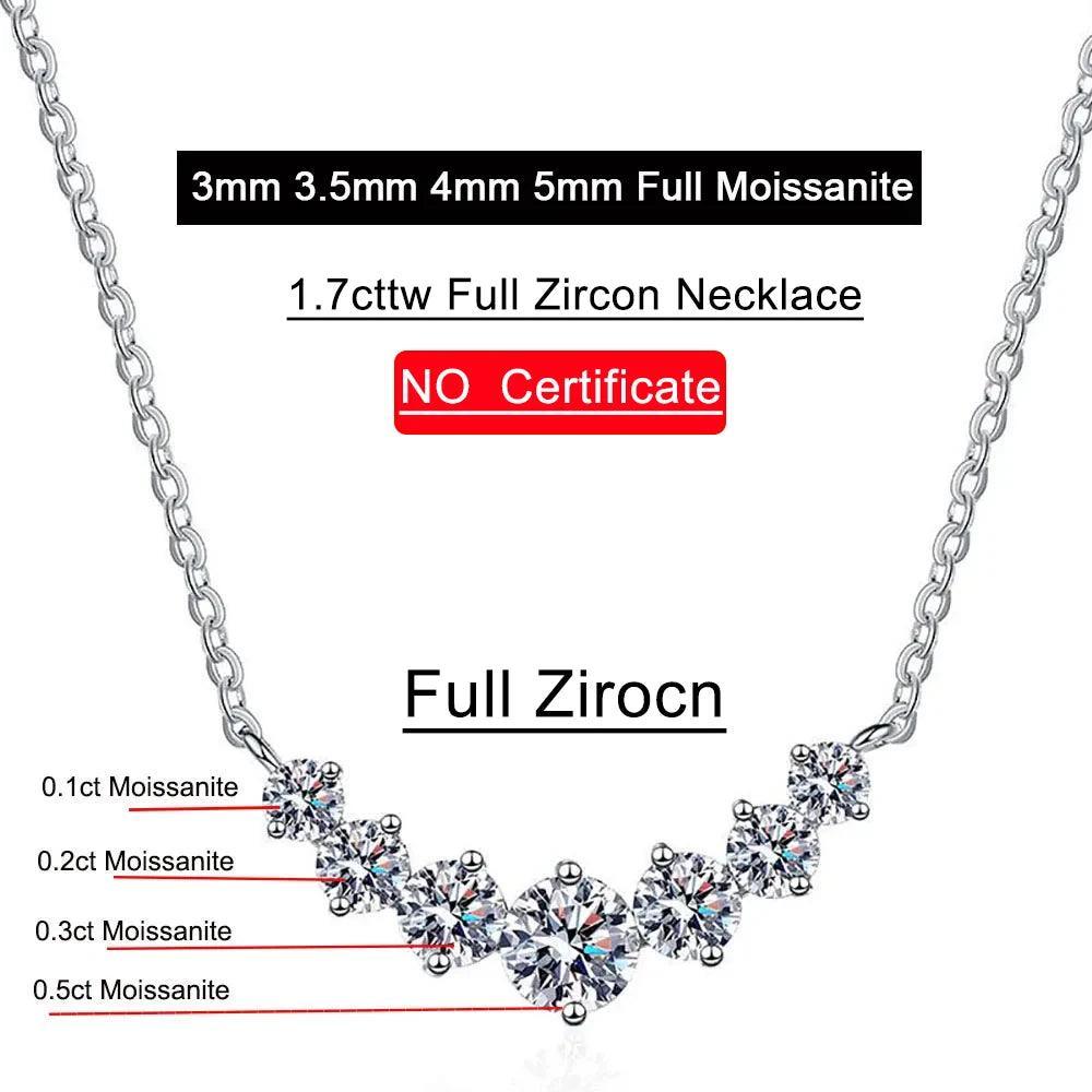 Color Full Moissanite Necklace Fine Jewelry S925 Silver Plated 18k 1.7cttw Necklace