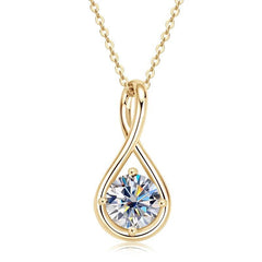 18K Gold Solitaire 2ct Moissanite Infinity Pendant Necklace 925 Sterling Silver Diamond