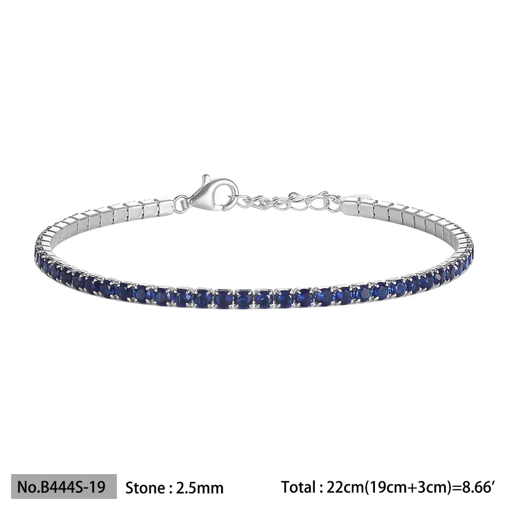 Diamond bracelet 925 Silver Rainbow 2mm Women Fine Jewelry