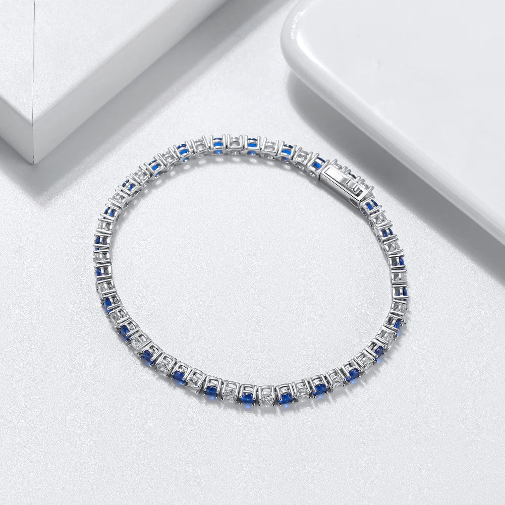 Tennis Bracelet Vintage Sapphire Cubic Zirconia Fashion Chain Jewelry
