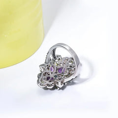 February Birthstone Natural Silver 925 Vintage Design Fine Jewelry