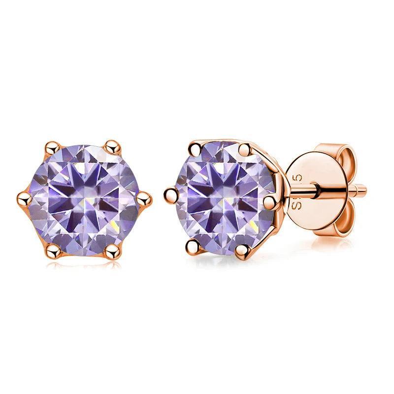 Moissanite Earrings S925 Sterling Silver Rose Gold Plated Jewelry