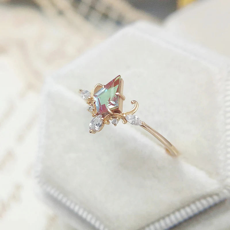 July Birthstone Ring Gemstone Elegant Rose Gold Plated Jewelry