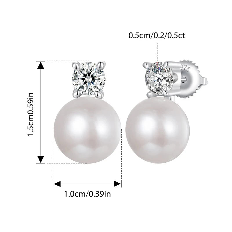 Moissanite Pearl Earrings Natural Freshwater Drop Diamond Jewelry