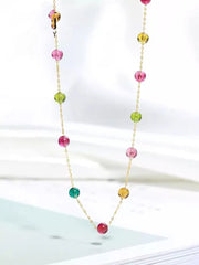 Gold Necklace Pendant Natural Tourmaline Gold for Women Fine Jewelry