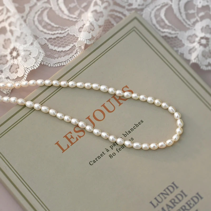 Pearl necklace Fashion Natural 925 Sterling Silver Jewelry for Women