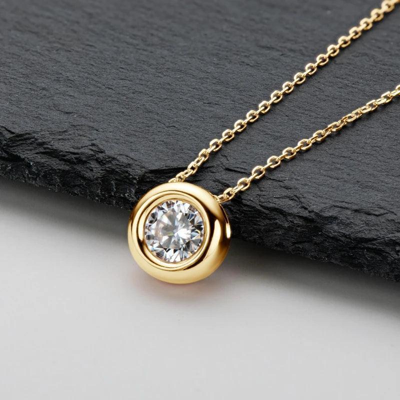 6.5mm Round Moissanite Necklace 100% 925 Silver Pendant - MILALAN 