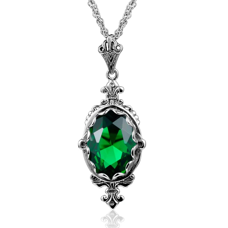 October Birthstone Solid Necklace Pendant Stone Vintage Jewelry