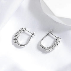 Hoop earrings Halo Moissanite 925 Silver Straight Row Buckles Studs