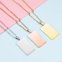 Name Necklace Mirror Polished Strip Pendant Stainless Chain For Logo