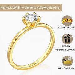 Gold Rings Moissanite 0.2CT 3.5mm Solid 18K Yellow Gold D-VVS