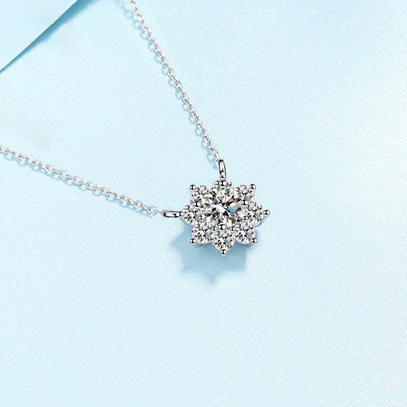 Diamond Necklace silver S925 sunflower pendant