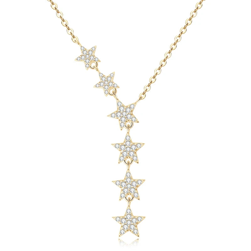 Gold necklace Round Full Y Shape Star Silver 925 Unique Jewelry