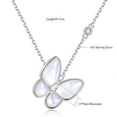 Pearl Necklace 0.2ct Butterfly Moissanite 925 Silver Fine Jewelry