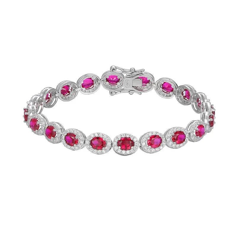  Tennis Bracelet Luxury S925 Silver Ruby Fine Jewelry Gemstones