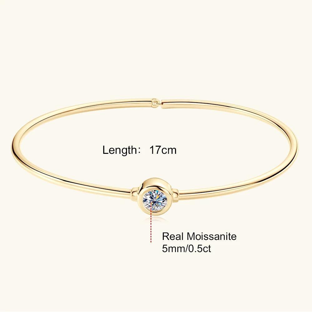 Diamond Bracelet 18K Gold Plated 925 Sterling Silver Classic Bezel 