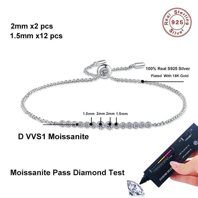 Moissanite Bracelet S925 Sterling Silver Diamond Bracelet