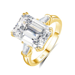 Gold Rings Emerald Cut Big Jewelry For Women Engagement