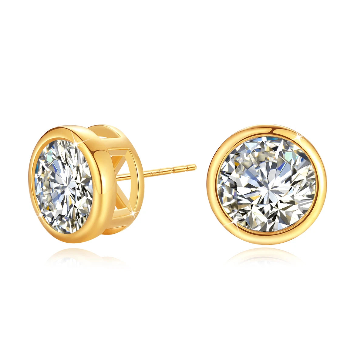 Gold Earrings 18k Elegant Women 1ct Stud Luxury For Fine Jewelry