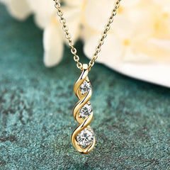 Gold necklace 3 Stone Infinity Pendant D Moissanite Trend Jewelry